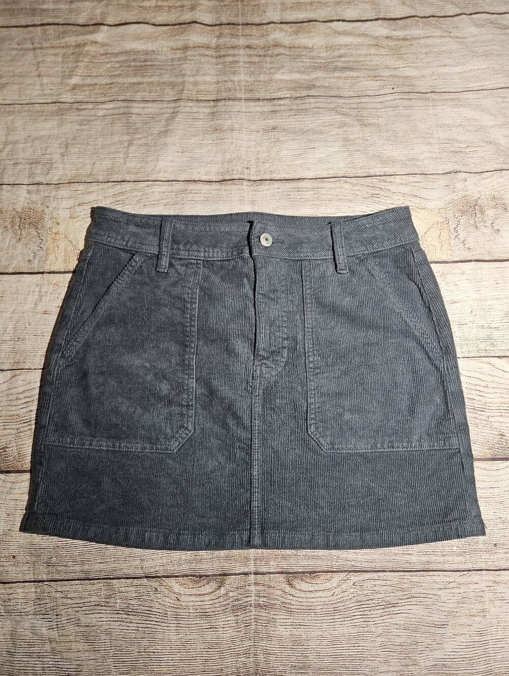 American eagle stretch corduroy gray/blue high rise mini skirt